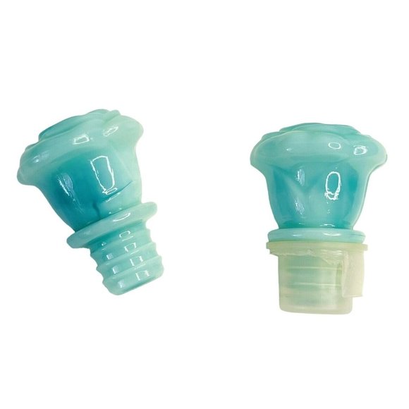 Avon Jadeite Decanter Bottle Pitcher and Bowl w/ Stoppers 5" Victoriana Glass - Picture 11 of 11